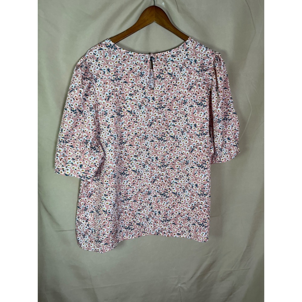 Emery Rose Floral Puff Sleeve Blouse Womens 4XL Pink New Daisy Boho Top - Picture 11 of 14